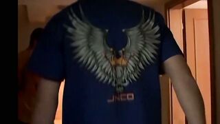 Handsome young men fool around before hard threeway pounding