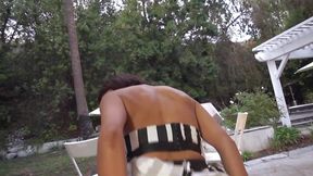 Skinny ebony babe deep throats BBC