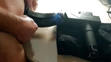 I milked my cock dry with this vibrating latex sleeve!