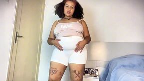 bbw peeing and farting fun in white leggings and panties