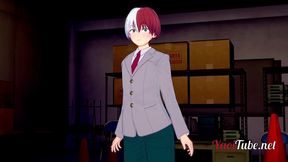boku no hero yaoi 3d - bakugou x todoroki blowjob with cum in his mouth and bareback with creampie