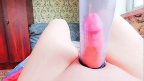 Lovely trans beauty wearing long pearl necklace playfully