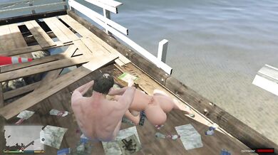 Trevor’s big dick wrecks Tracey’s tight pussy in GTA cabin
