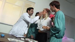 Blondie Gets Gangbanged By Kinky Doctor And Two Male Nurses