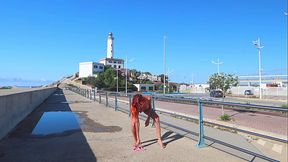 Pissing in the street near the Ibiza lighthouse!