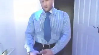 Muscular Daddy Strokes His Big Cock in New Suit