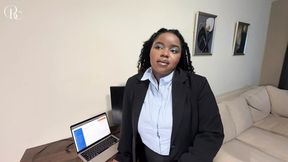 Ebony Secretary Gets a Promotion Through a Tiny Hole in Her Skirt