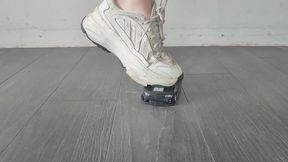 Giantess goddess Charlie Caroline Crushes a Modern Ford Mustang in chunky trainers close ground view