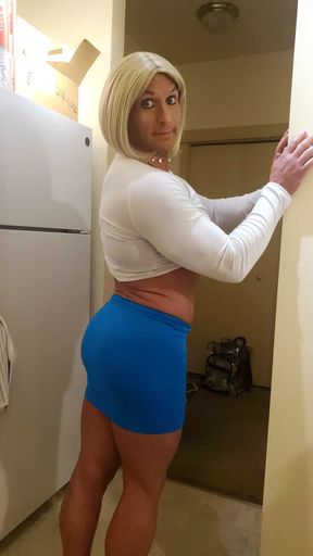 Pretty Tgirl smoking &amp; stripping