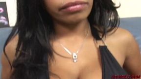 Huge boobs black babe Havana Ginger gets anal sex from a white cock then takes a facial