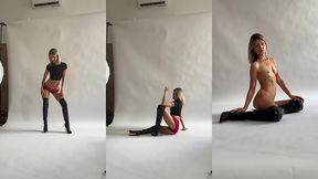 solo in sexy high leather boots