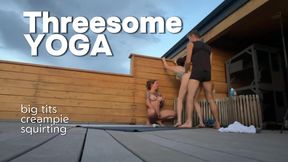 Threesome yoga big tits and big fit ass was creampied hard  FULL 39 min