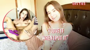 Shaved German cutie masturbates with sex toy