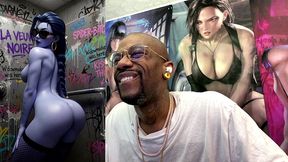 dancing petite transgender widowmaker cock teasing in this dirty cum covered bathroom stall, ai generated