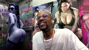 dancing petite transgender widowmaker cock teasing in this dirty cum covered bathroom stall, ai generated