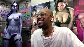 dancing petite transgender widowmaker cock teasing in this dirty cum covered bathroom stall, ai generated