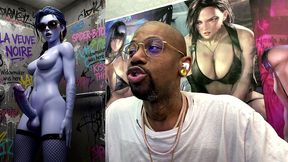 dancing petite transgender widowmaker cock teasing in this dirty cum covered bathroom stall, ai generated