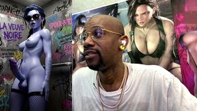 dancing petite transgender widowmaker cock teasing in this dirty cum covered bathroom stall, ai generated