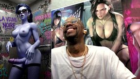 dancing petite transgender widowmaker cock teasing in this dirty cum covered bathroom stall, ai generated