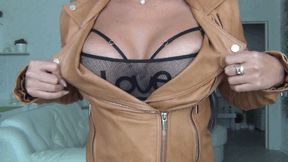 I zip and unzip my orange leather jacket cc