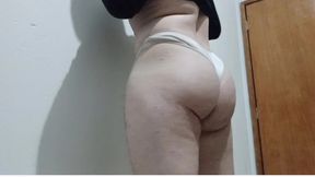 Showing off big ass with panties tucked in sexy ass