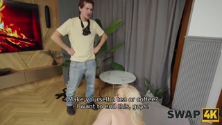 SWAP4K. Vera Jarw and Veronica Leal played kinky game and shared a huge cock on the couch