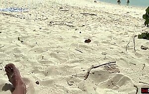 Public pickup stepmom and stepdaughter on beach - risky dick flashing cum on face