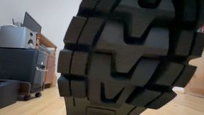 Huge army boots crush a plush toy mo