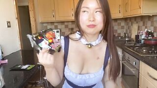 Crazy Sexy morning have your adorable oriental GF for breakfast into kitchen point of view