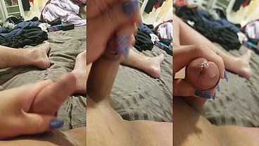 Passable Latina goddess plays with her pretty penis and explodes hard