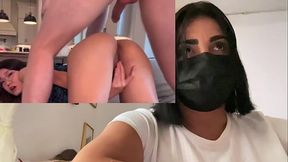 Asian girl caught jilling off, then gets ass fucked