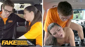 Cute teen gets fucked by her driving instructor in a risky car romp