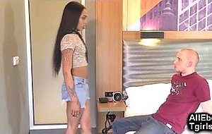 Ebony tgirl and white boy fucking!