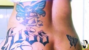 Paty Angel the tattooed redhead in the solo show with a lot of orgasm