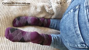 Getting Off on My Purple Argyle Socked Feet - Point-of-View Voyeur Foot Fingering Fun! A Custom Request! Video #0046 HD Version