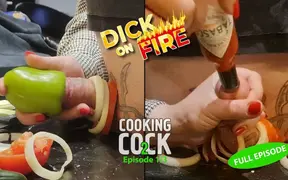 Dominatrix torments submissive's cock with homemade sauce