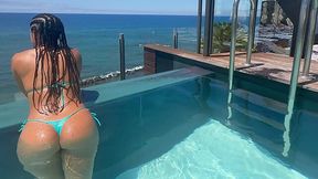 Steamy latina girl spends a nice day with swimming, yoga and sex