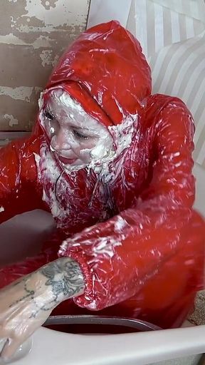 Slippery JOI in Pvc Catsuit: Cream, Custard & Cum Instructions