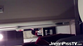 Adorable Japanese pissing on the floor and then cleaning up