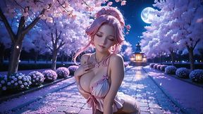 Blush Petals and Pink Moans Beneath the Blossoms ~ AI-Generated