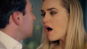 Stunning Mia Malkova swallows deeply after intense passionate ebony encounter