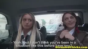 Uniformed hitchhiking russians blow driver