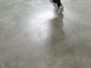 Pamela Croft pregnant busty MILF warming up in public parking spain