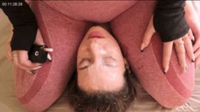 060RJ Party-2 Amazing! Her whole face is covered in drool) This dirty bitch will be humiliated and spat on! I'll sit on her chest and make her lick my feet, will she have time to swallow my saliva and sweat)