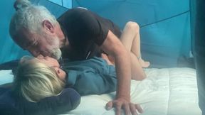 Busty MILF Cristina Savauge gets a hand job and more on a sexy camping trip