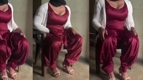 cross dresser silk salwar suit teasing big boobs