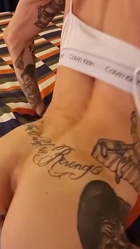 Exotic Tattooed Tgirl Cums When I Jack Her off While Fucking Her Ass