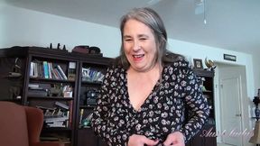 Step-aunty Grace gives POV handjob and rides cock