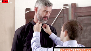 Holy Desire Naughty Priest Seduces Innocent Twink in sinful act of Bare Railing