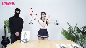 Hot petite Japanese girl in sexy lingerie gets gangbanged by huge-dicked men